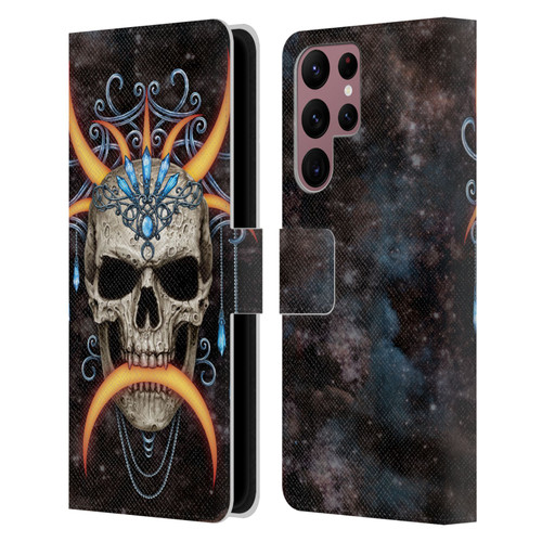 Sarah Richter Skulls Jewelry And Crown Universe Leather Book Wallet Case Cover For Samsung Galaxy S22 Ultra 5G