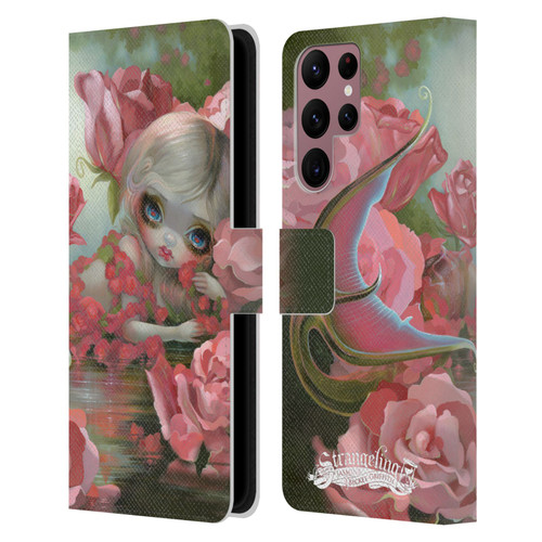 Strangeling Mermaid Roses Leather Book Wallet Case Cover For Samsung Galaxy S22 Ultra 5G
