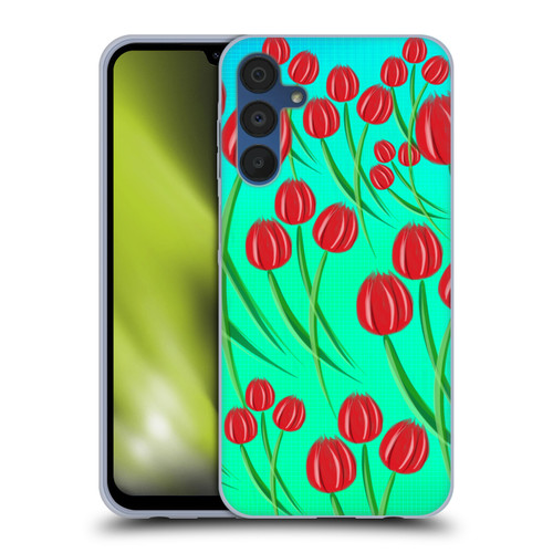 Grace Illustration Lovely Floral Red Tulips Soft Gel Case for Samsung Galaxy A15 & MagSafe