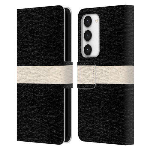 Kierkegaard Design Studio Art Stripe Minimalist Black Cream Leather Book Wallet Case Cover For Samsung Galaxy S23 5G