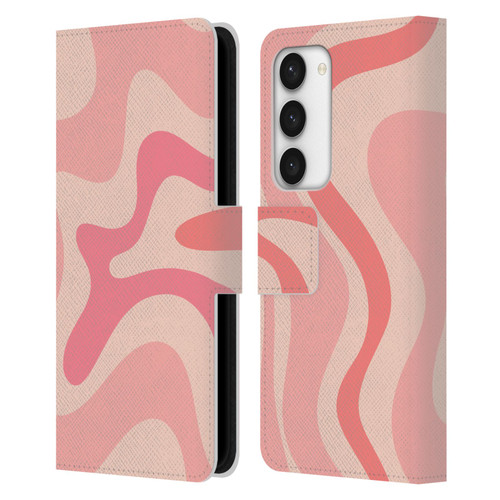 Kierkegaard Design Studio Retro Abstract Patterns Soft Pink Liquid Swirl Leather Book Wallet Case Cover For Samsung Galaxy S23 5G