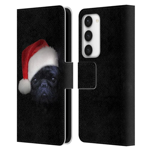 Klaudia Senator French Bulldog 2 Christmas Hat Leather Book Wallet Case Cover For Samsung Galaxy S23 5G