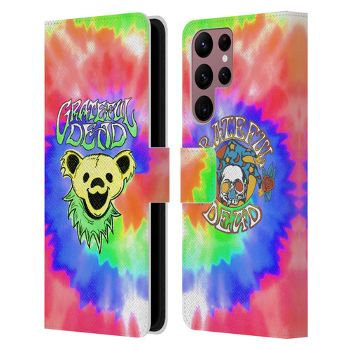 Grateful Dead Trends Bear Tie Dye Leather Book Wallet Case Cover For Samsung Galaxy S22 Ultra 5G