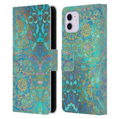 Micklyn Le Feuvre Mandala Sapphire and Jade Leather Book Wallet Case Cover For Apple iPhone 11
