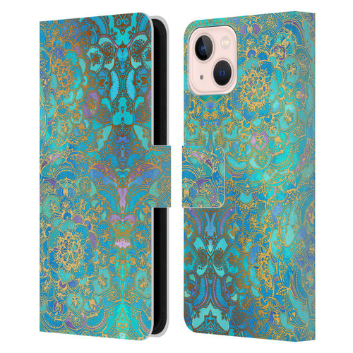 Micklyn Le Feuvre Mandala Sapphire and Jade Leather Book Wallet Case Cover For Apple iPhone 13