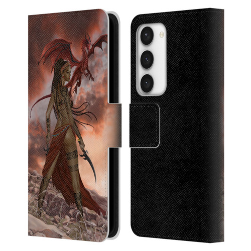 Nene Thomas Art African Warrior Woman & Dragon Leather Book Wallet Case Cover For Samsung Galaxy S23 5G
