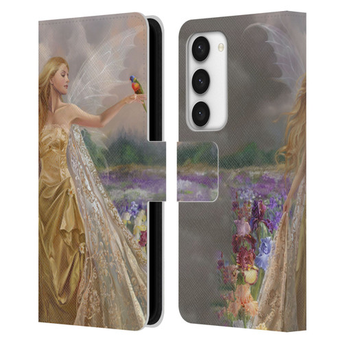 Nene Thomas Deep Forest Gold Angel Fairy With Bird Leather Book Wallet Case Cover For Samsung Galaxy S23 5G
