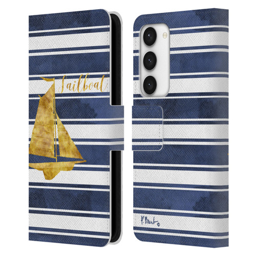 Paul Brent Nautical Sailboat Leather Book Wallet Case Cover For Samsung Galaxy S23 5G