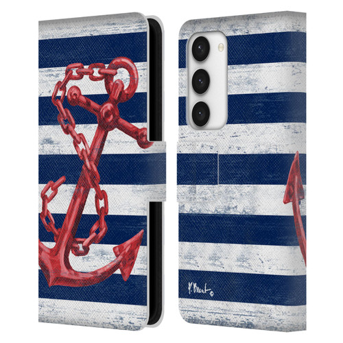 Paul Brent Nautical Westerly Anchor Red Leather Book Wallet Case Cover For Samsung Galaxy S23 5G