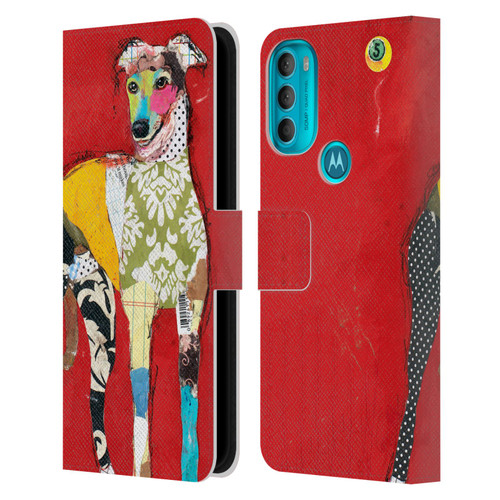 Michel Keck Dogs 2 Greyhound Leather Book Wallet Case Cover For Motorola Moto G71 5G