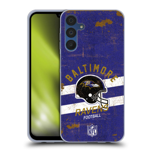 NFL Baltimore Ravens Logo Art Helmet Distressed Soft Gel Case for Samsung Galaxy A15 & MagSafe
