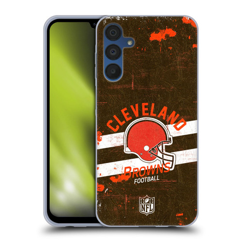 NFL Cleveland Browns Logo Art Helmet Distressed Soft Gel Case for Samsung Galaxy A15 & MagSafe