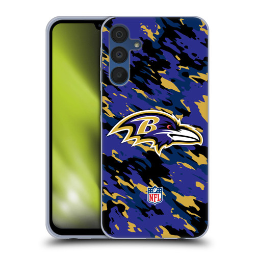 NFL Baltimore Ravens Logo Camou Soft Gel Case for Samsung Galaxy A15 & MagSafe