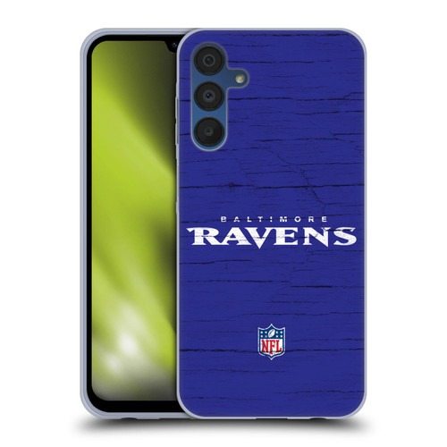 NFL Baltimore Ravens Logo Distressed Look Soft Gel Case for Samsung Galaxy A15 & MagSafe