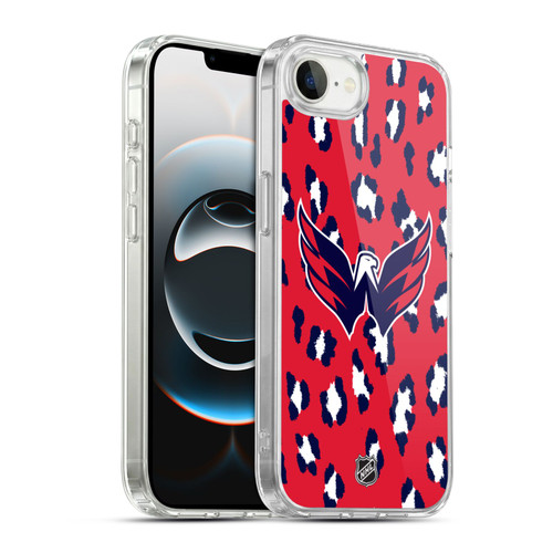 NHL Washington Capitals Leopard Pattern Soft Gel Case for Apple iPhone 16e / Apple iPhone 17e & MagSafe