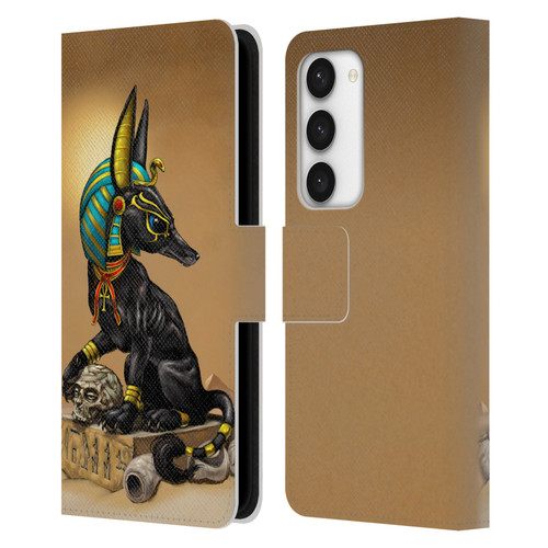 Stanley Morrison Art Egyptian Black Jackal Anubis Leather Book Wallet Case Cover For Samsung Galaxy S23 5G