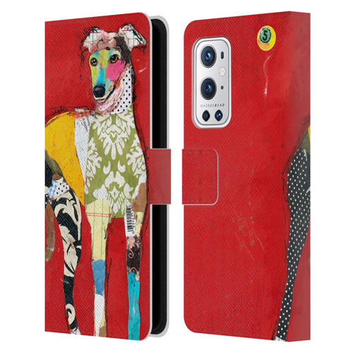 Michel Keck Dogs 2 Greyhound Leather Book Wallet Case Cover For OnePlus 9 Pro
