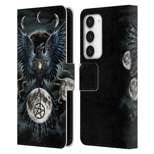 Sarah Richter Animals Gothic Black Raven Leather Book Wallet Case Cover For Samsung Galaxy S23 5G