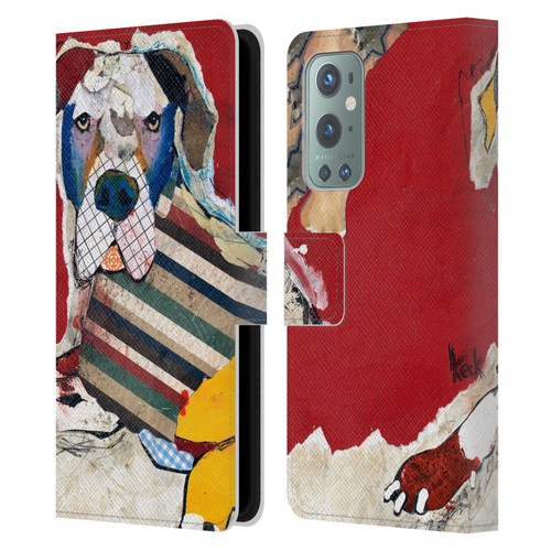 Michel Keck Dogs 2 Great Dane Leather Book Wallet Case Cover For OnePlus 9