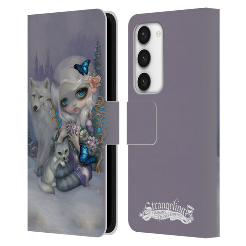 Strangeling Fairy Art Winter with Wolf Leather Book Wallet Case Cover For Samsung Galaxy S23 5G