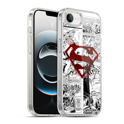 Superman DC Comics Comicbook Art Red Logo Splatter Soft Gel Case for Apple iPhone 16e / Apple iPhone 17e & MagSafe