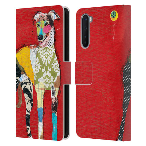 Michel Keck Dogs 2 Greyhound Leather Book Wallet Case Cover For OnePlus Nord 5G
