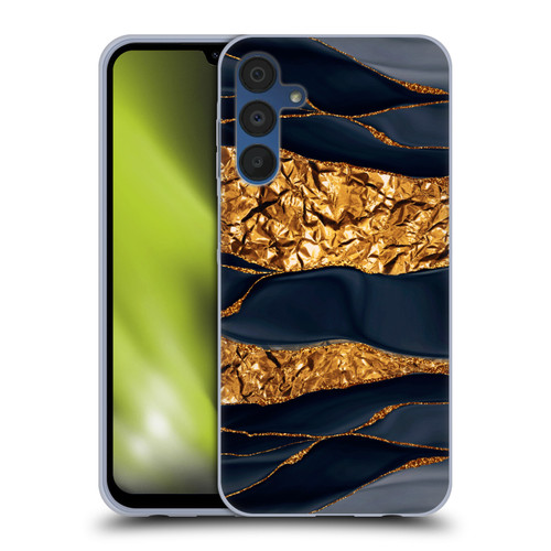 UtArt Dark Night Marble Gold Foil And Ink Soft Gel Case for Samsung Galaxy A15 & MagSafe