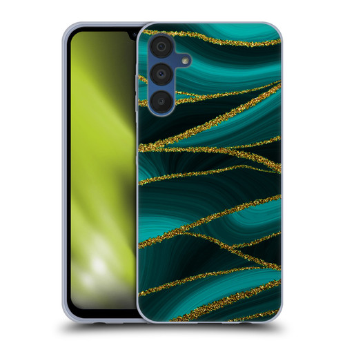 UtArt Malachite Emerald Turquoise Shimmers Soft Gel Case for Samsung Galaxy A15 & MagSafe