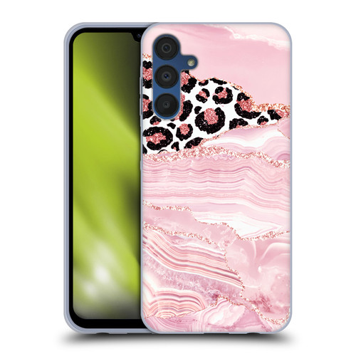 UtArt Wild Cat Marble Pink Glitter Soft Gel Case for Samsung Galaxy A15 & MagSafe