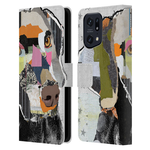Michel Keck Dogs 2 Weimaraner Leather Book Wallet Case Cover For OPPO Find X5 Pro