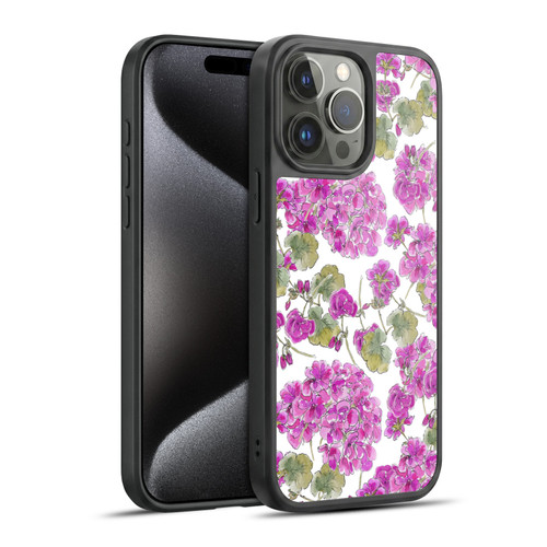 Anis Illustration Flower Pattern 2 Purple Gel Armour Case For Apple iPhone 15 Pro Max