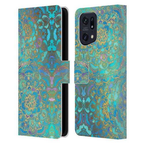 Micklyn Le Feuvre Mandala Sapphire and Jade Leather Book Wallet Case Cover For OPPO Find X5