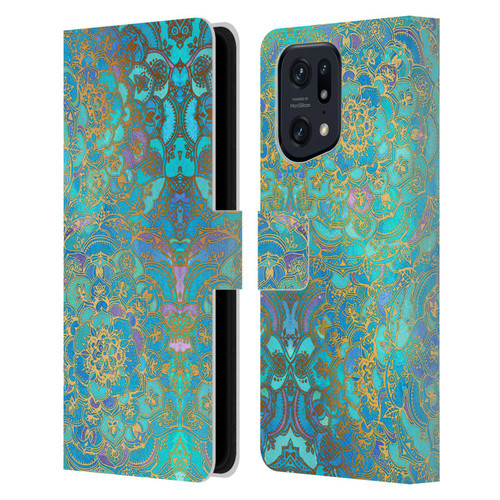 Micklyn Le Feuvre Mandala Sapphire and Jade Leather Book Wallet Case Cover For OPPO Find X5 Pro