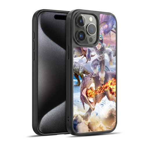 Random Galaxy Mixed Designs Monkey Riding Dinosaur Gel Armour Case For Apple iPhone 15 Pro Max