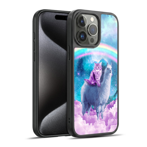 Random Galaxy Space Llama Cloudy Cat In Rainbow Gel Armour Case For Apple iPhone 15 Pro Max