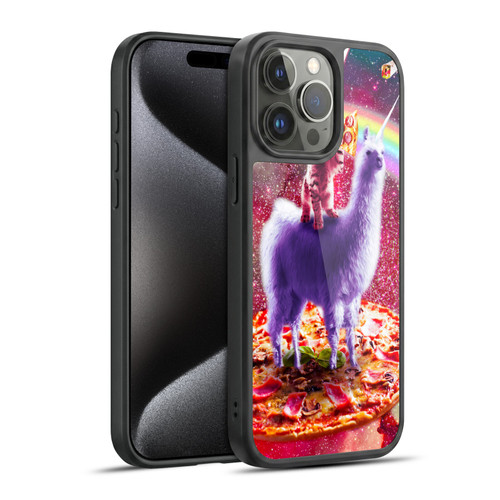 Random Galaxy Space Llama Rainbow Lazer Cat & Pizza Gel Armour Case For Apple iPhone 15 Pro Max
