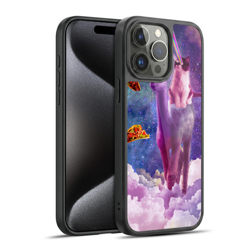 Random Galaxy Space Pizza Ride Lazer Cat Riding Llama Gel Armour Case For Apple iPhone 15 Pro Max