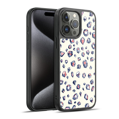 Micklyn Le Feuvre Patterns Navy and Coral Crystals Gel Armour Case For Apple iPhone 15 Pro Max