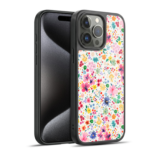 Ninola Colourful Prints Pink Floral Gel Armour Case For Apple iPhone 15 Pro Max