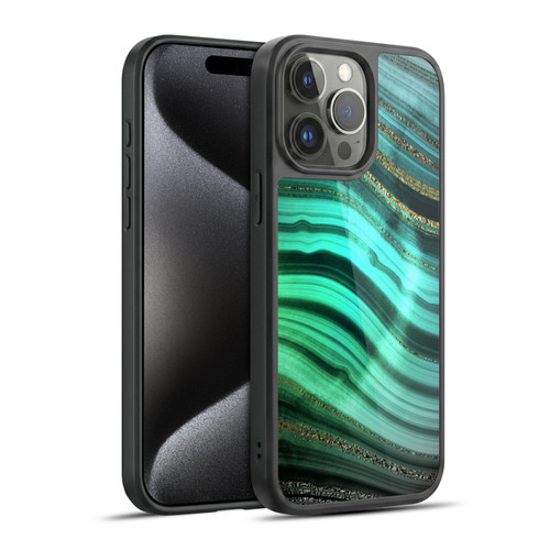 UtArt Malachite Emerald Glitter Gradient Gel Armour Case For Apple iPhone 15 Pro Max