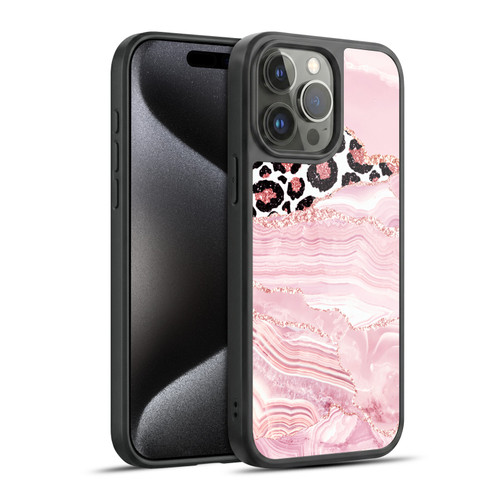 UtArt Wild Cat Marble Pink Glitter Gel Armour Case For Apple iPhone 15 Pro Max