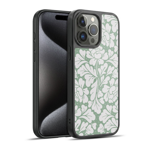 Anis Illustration Mix Pattern Baroque Pastel Green Gel Armour Case For Apple iPhone 15 Pro Max
