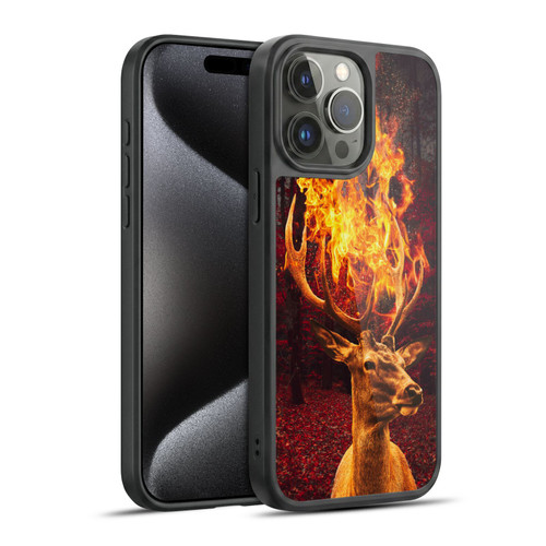 Dave Loblaw Animals Fire Deer Forest Gel Armour Case For Apple iPhone 15 Pro Max