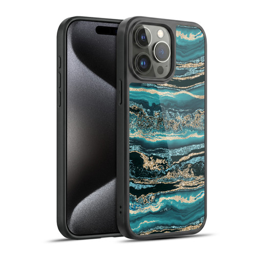 LebensArt Gemstone Marble Luxury Turquoise Gel Armour Case For Apple iPhone 15 Pro Max