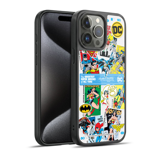 Justice League DC Comics 90th Anniversary Sticker Collage Gel Armour Case For Apple iPhone 15 Pro Max