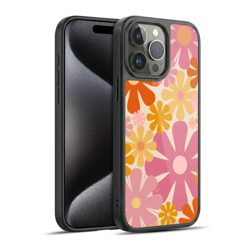 Kierkegaard Design Studio Retro Abstract Patterns Pink Orange Thulian Flowers Gel Armour Case For Apple iPhone 15 Pro Max