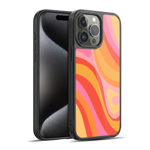 Kierkegaard Design Studio Retro Abstract Patterns Pink Orange Yellow Swirl Gel Armour Case For Apple iPhone 15 Pro Max