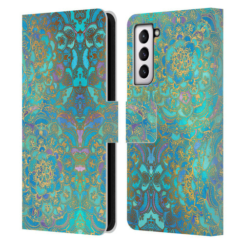 Micklyn Le Feuvre Mandala Sapphire and Jade Leather Book Wallet Case Cover For Samsung Galaxy S21 5G