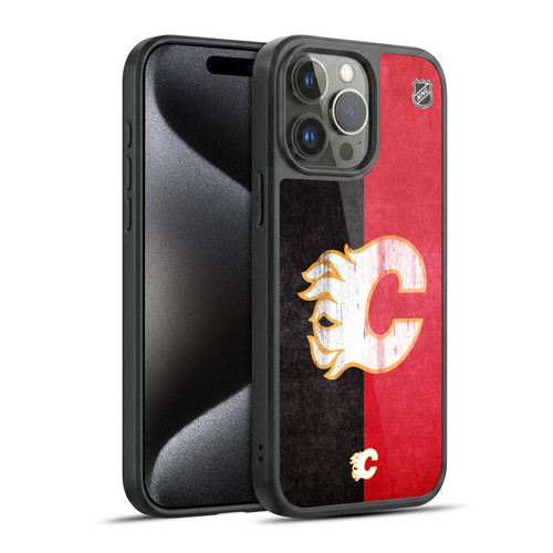 NHL Calgary Flames Half Distressed Gel Armour Case For Apple iPhone 15 Pro Max