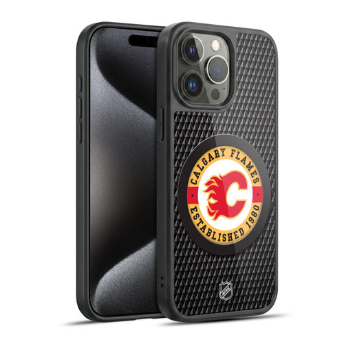 NHL Calgary Flames Puck Texture Gel Armour Case For Apple iPhone 15 Pro Max